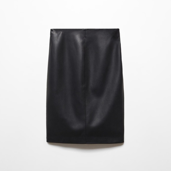 Mango Black leather affect Pencil Skirt NWT - Picture 2 of 6